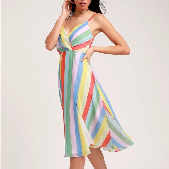 Dresses & Skirts - Lulus Winning Smile Rainbow Dress